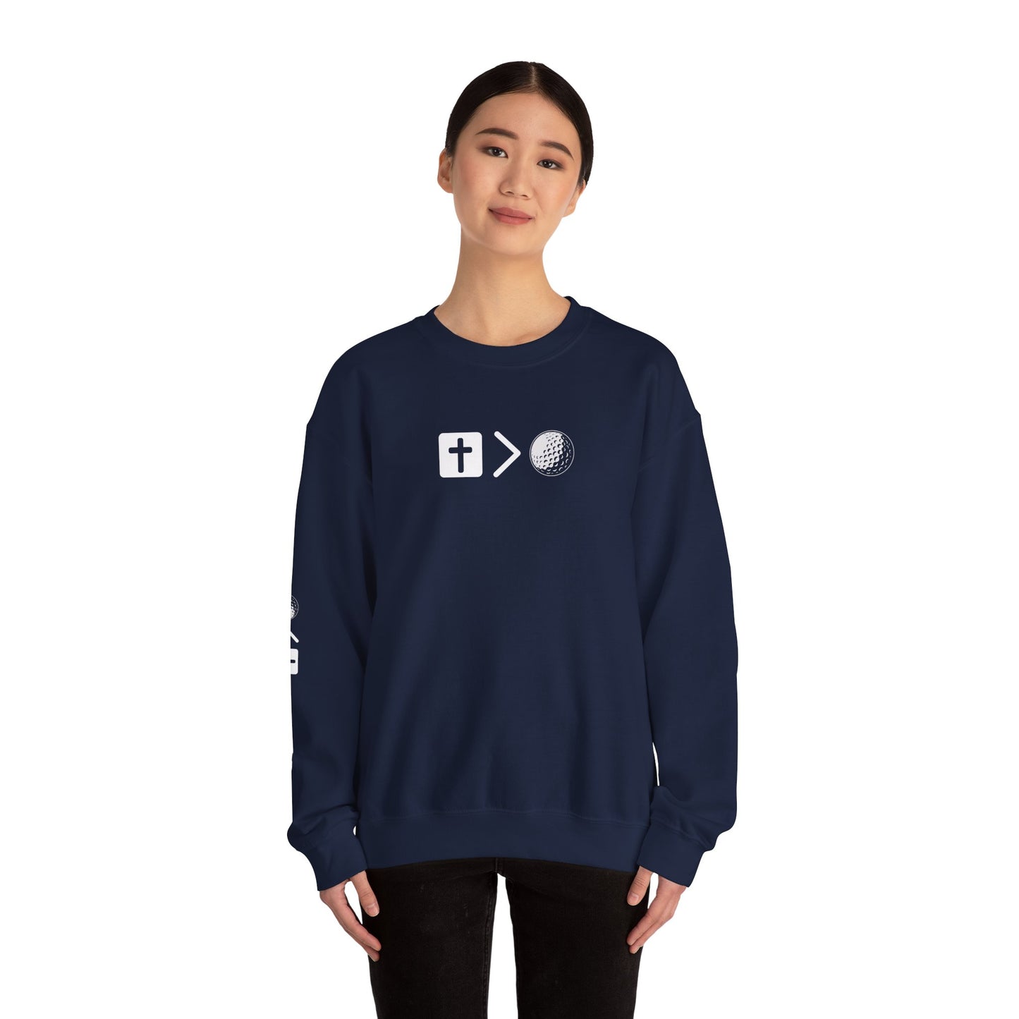 Jesus is bigger than golf Unisex Heavy Blend™ Crewneck Sweatshirt