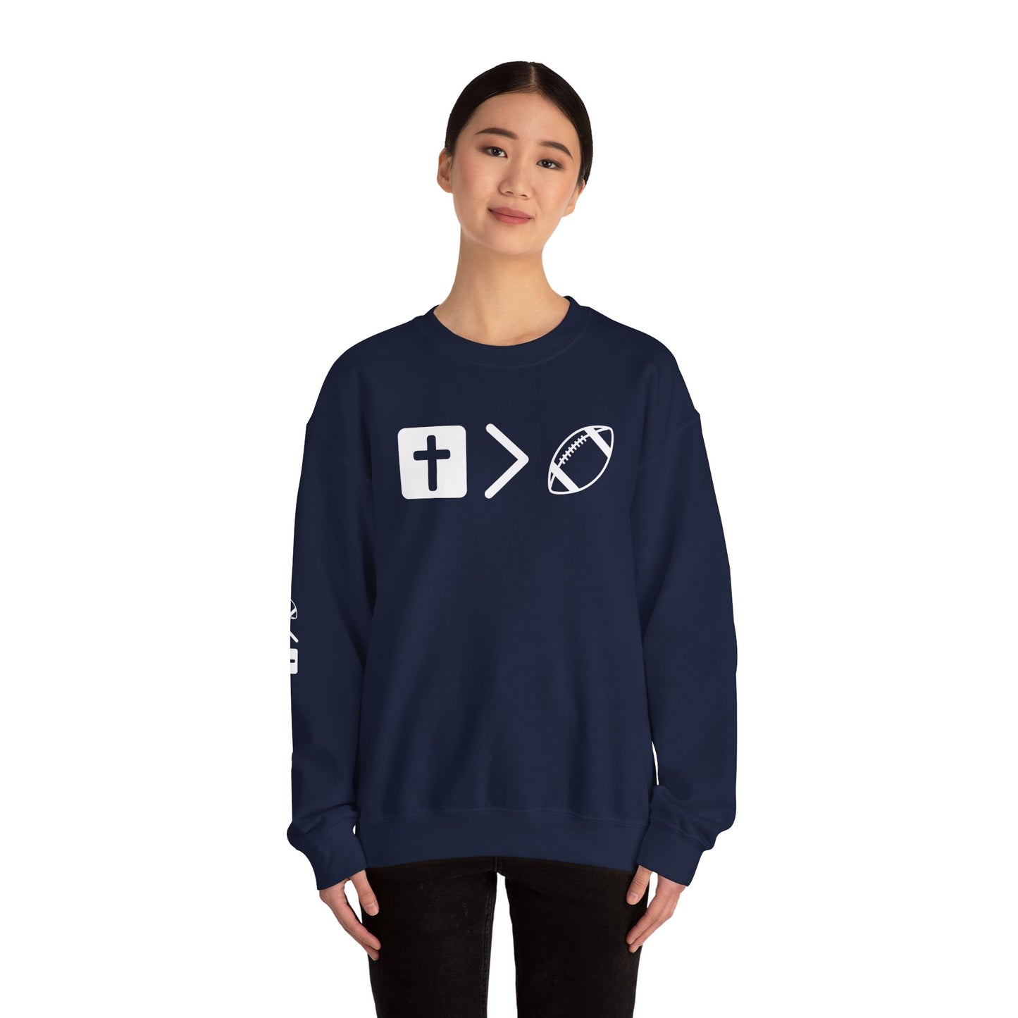 Jesus is bigger than football Unisex Heavy Blend™ Crewneck Sweatshirt