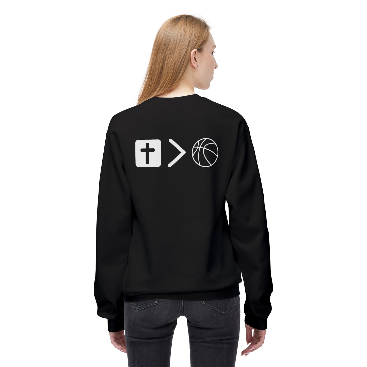 Light Weight Jesus is bigger than basketball Crew Neck