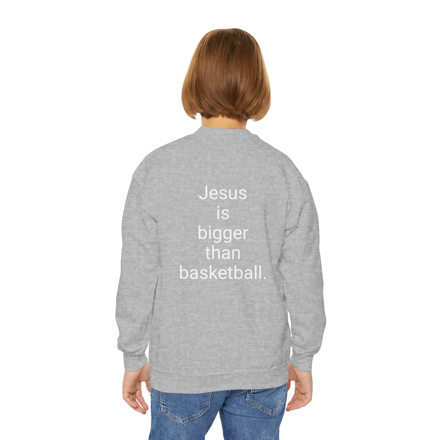 Jesus is bigger than basketball Youth Crewneck Sweatshirt