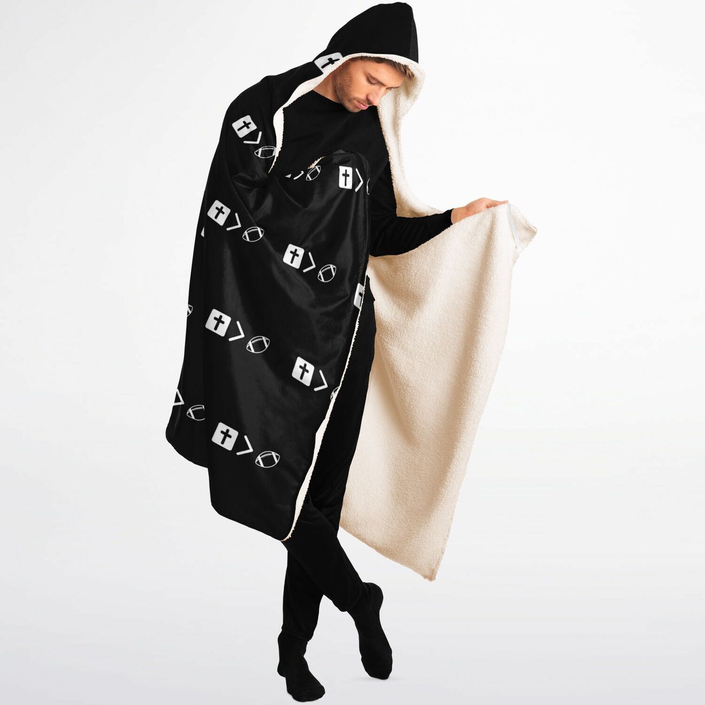 Jesus is bigger than football Hooded Blanket Micro Fleece