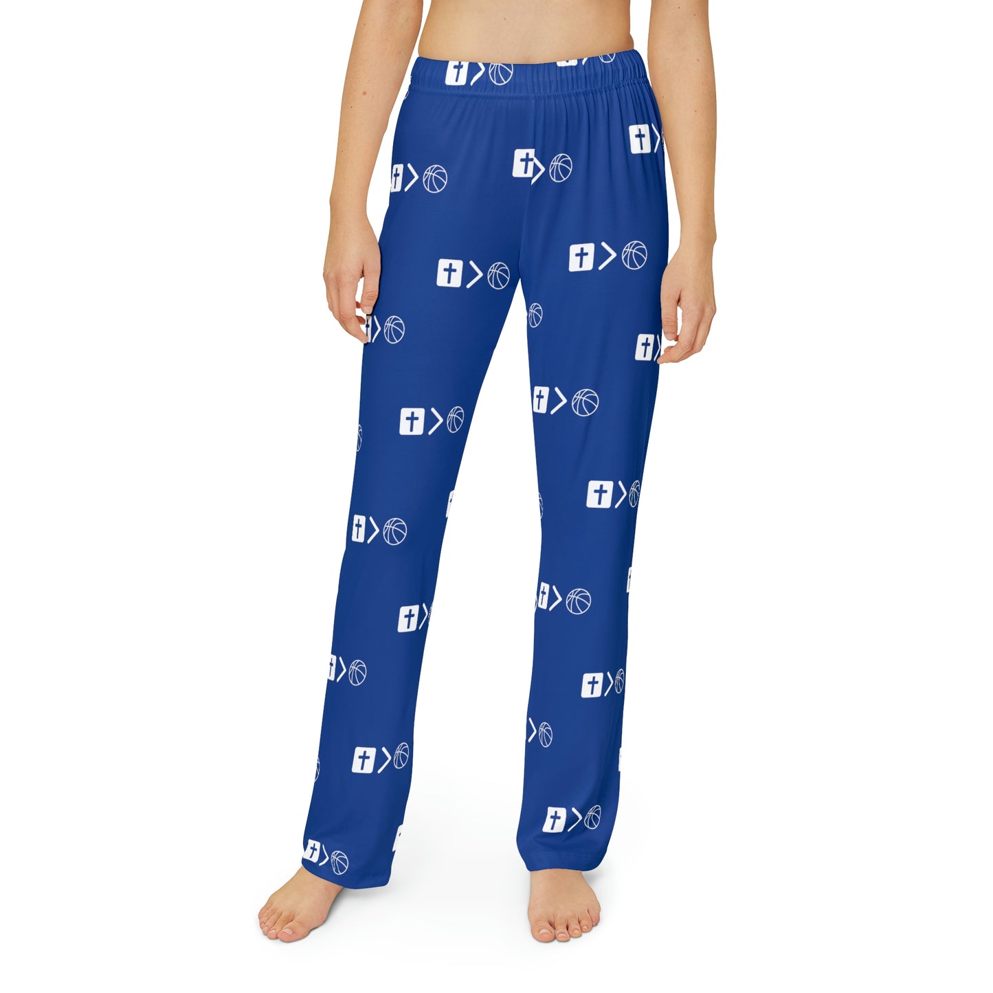 Blue Jesus is bigger than basketball Youth Pajama Pants