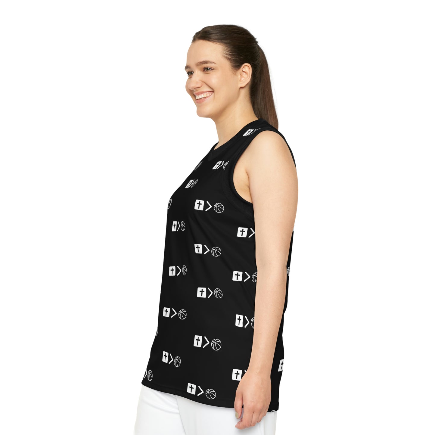 New Jesus is bigger than basketball Unisex Basketball Jersey
