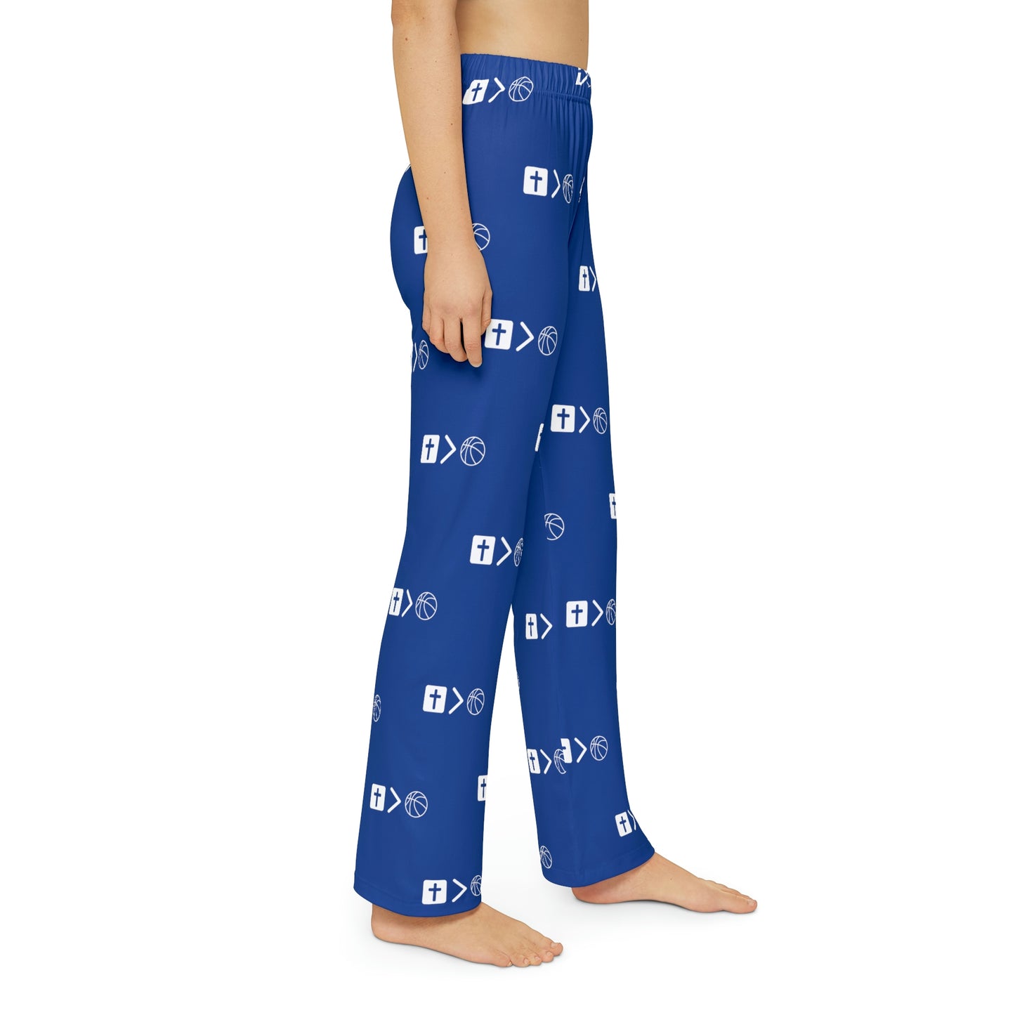 Blue Jesus is bigger than basketball Youth Pajama Pants
