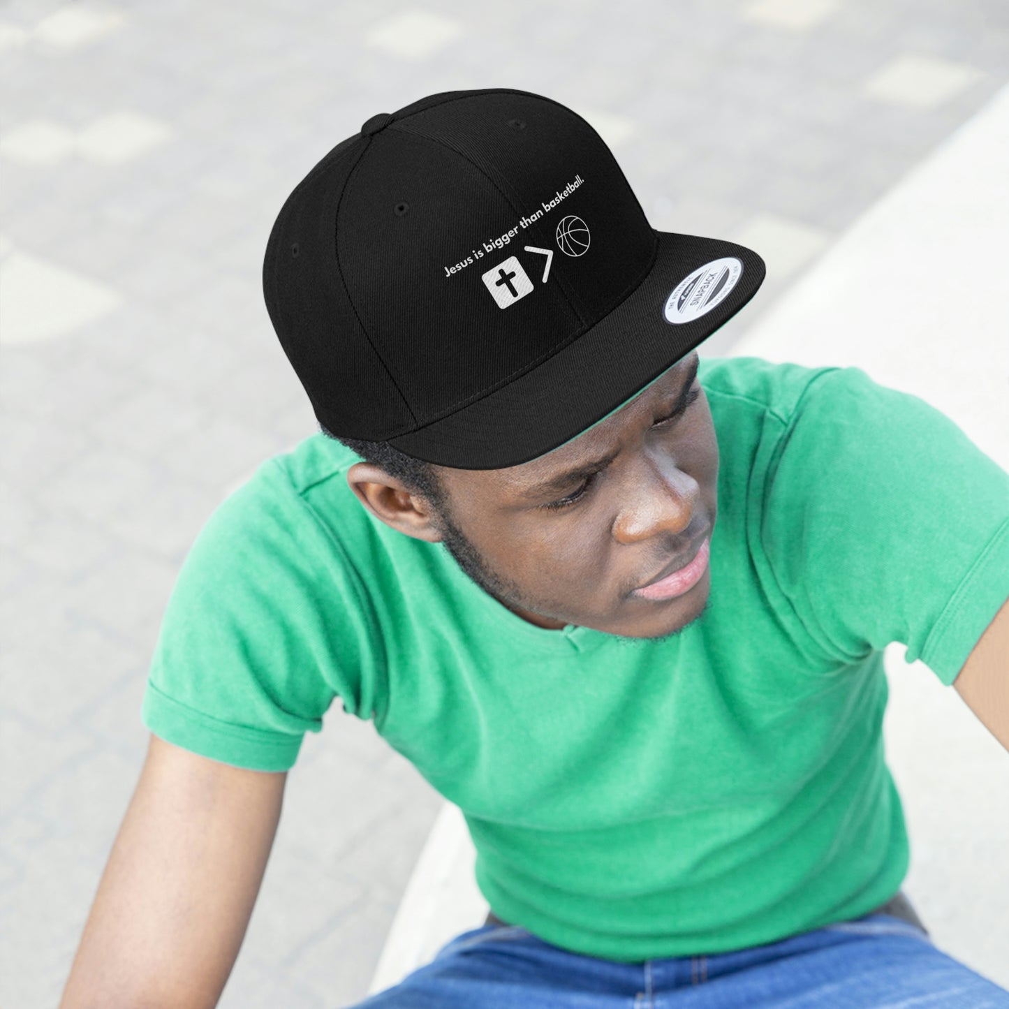 Jesus is bigger than basketball Unisex Flat Bill Hat