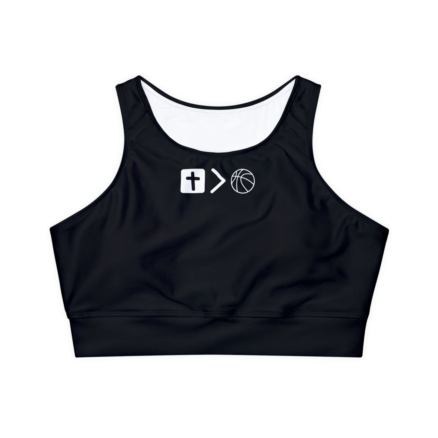 Jesus is bigger than basketball Fully Lined, Padded Sports Bra
