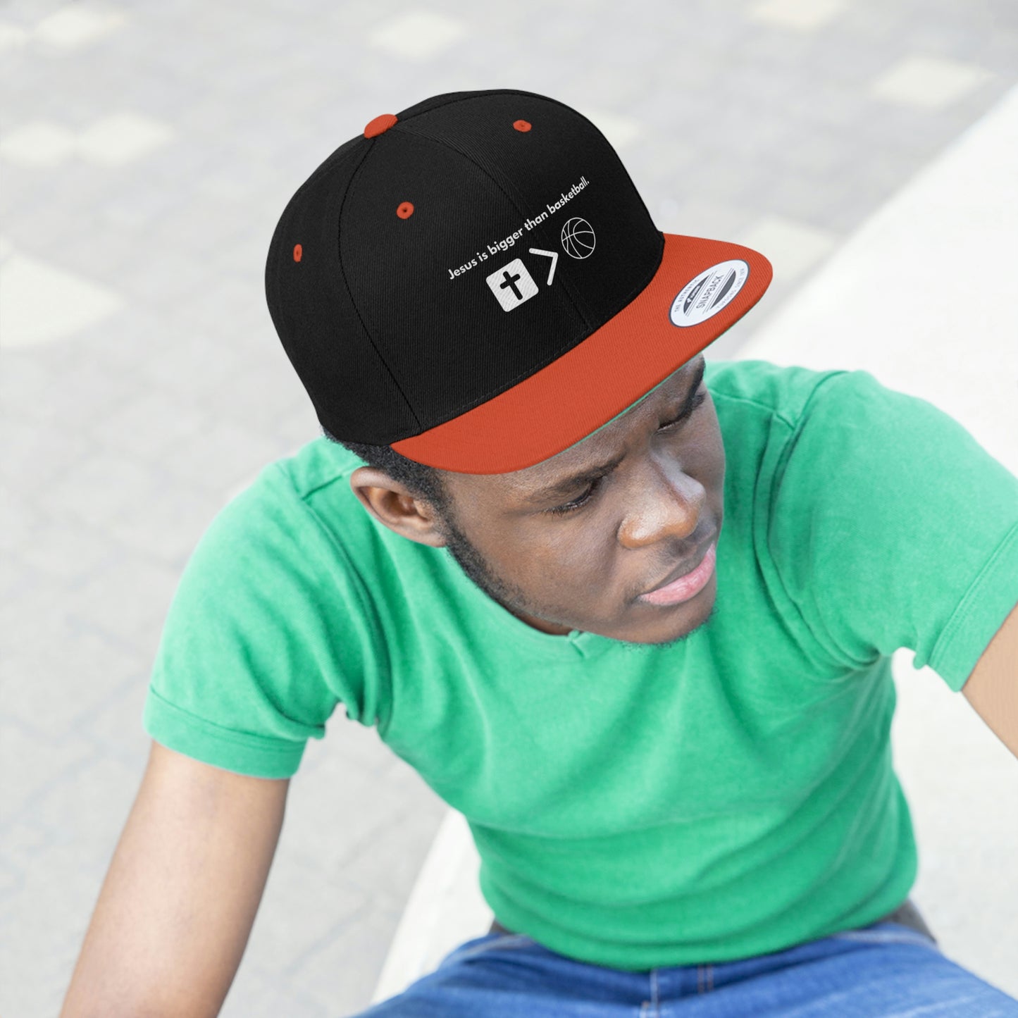 Jesus is bigger than basketball Unisex Flat Bill Hat