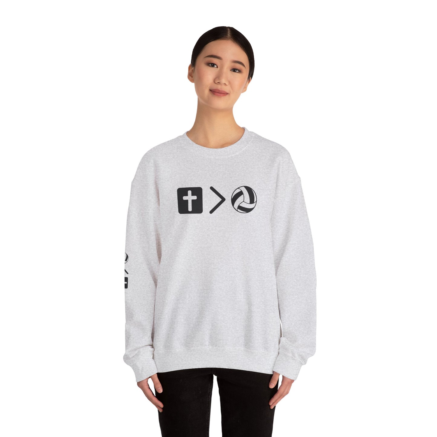 Jesus is bigger than volleyball Unisex Heavy Blend™ Crewneck Sweatshirt