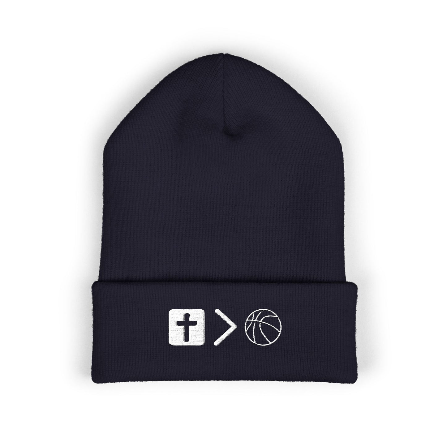 Jesus is bigger than Basketball Cuffed Beanie — Knit Winter Hat
