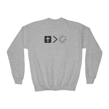 Jesus is bigger than tennis Youth Crewneck Sweatshirt