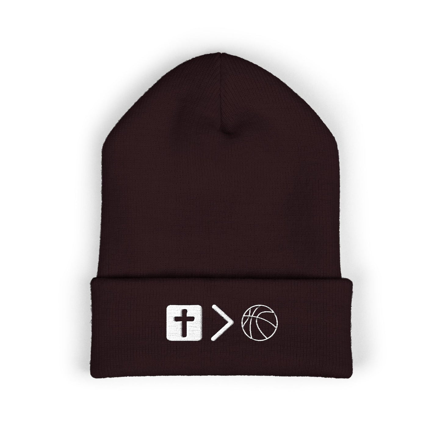 Jesus is bigger than Basketball Cuffed Beanie — Knit Winter Hat