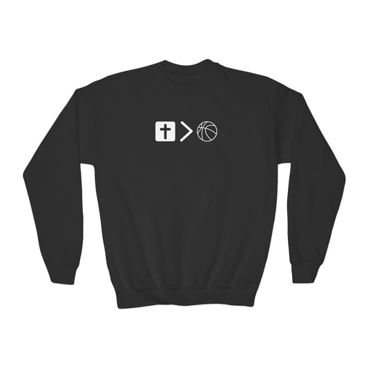 Jesus is bigger than basketball Youth Crewneck Sweatshirt
