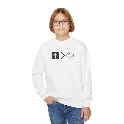 Jesus is bigger than tennis Youth Crewneck Sweatshirt