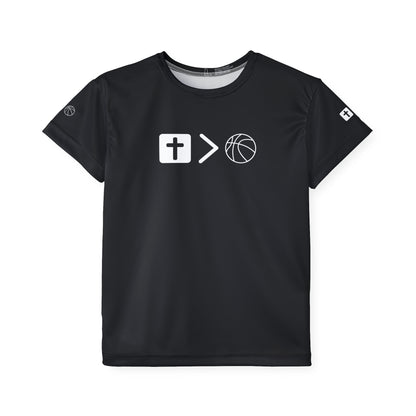 Athletic Jesus is bigger than basketball  Youth Shirt