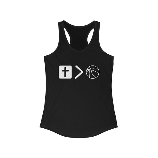 Jesus is bigger than basketball Women's Racerback Tank