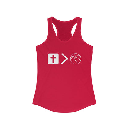 Jesus is bigger than basketball Women's Racerback Tank
