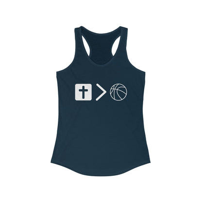 Jesus is bigger than basketball Women's Racerback Tank