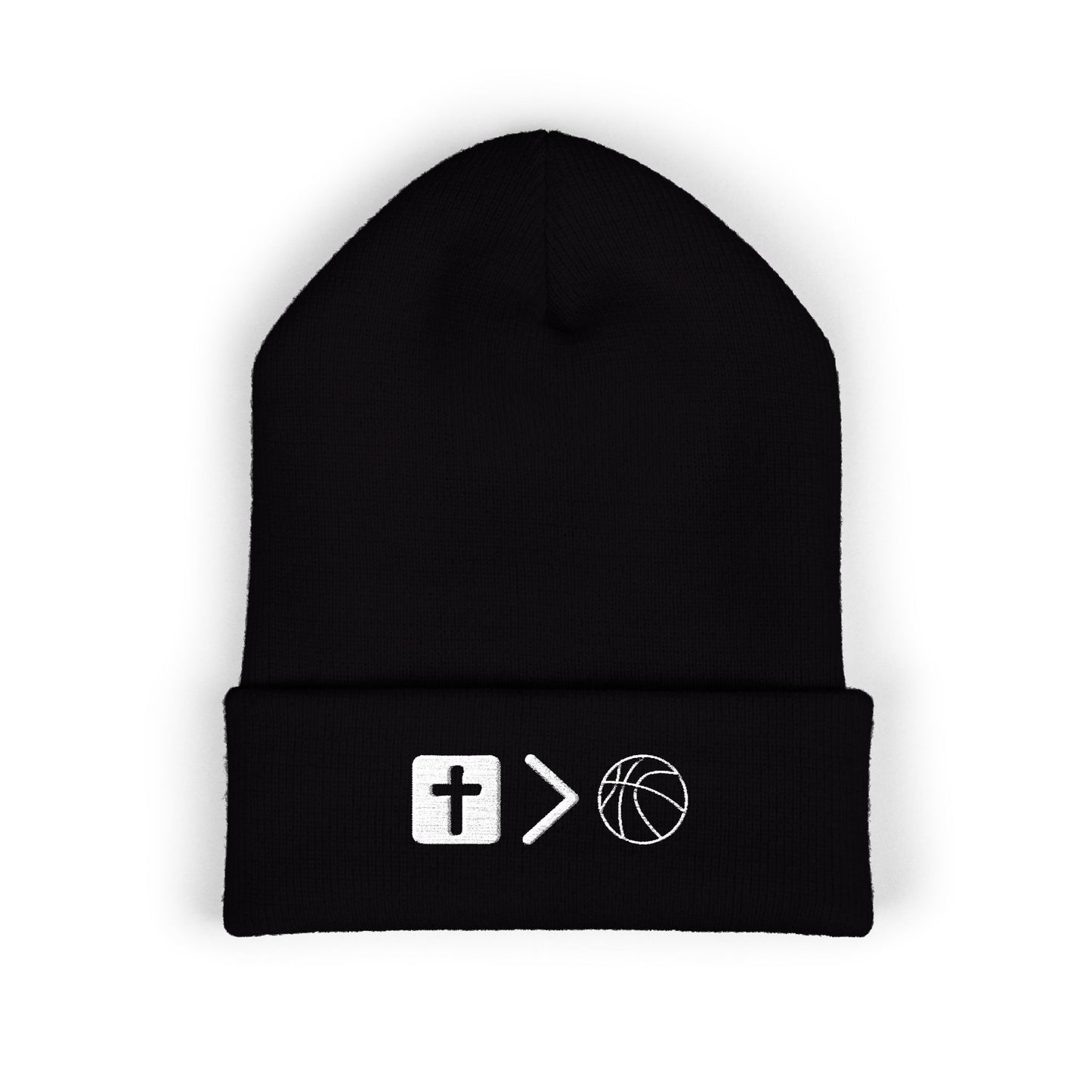 Jesus is bigger than Basketball Cuffed Beanie — Knit Winter Hat