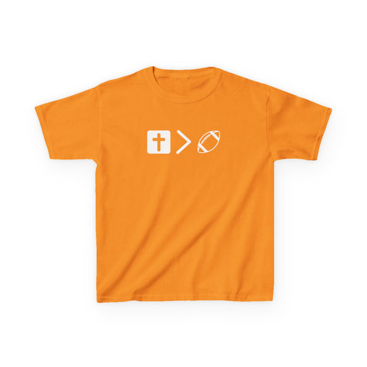 Jesus and Big Orange Football Kids Tee
