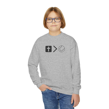 Jesus is bigger than tennis Youth Crewneck Sweatshirt