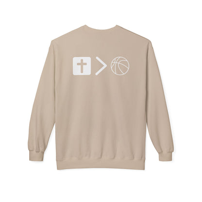 Light Weight Jesus is bigger than basketball Crew Neck