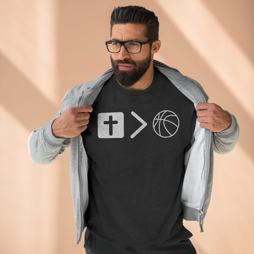 Jesus is bigger than basketball Unisex Premium Crewneck Sweatshirt